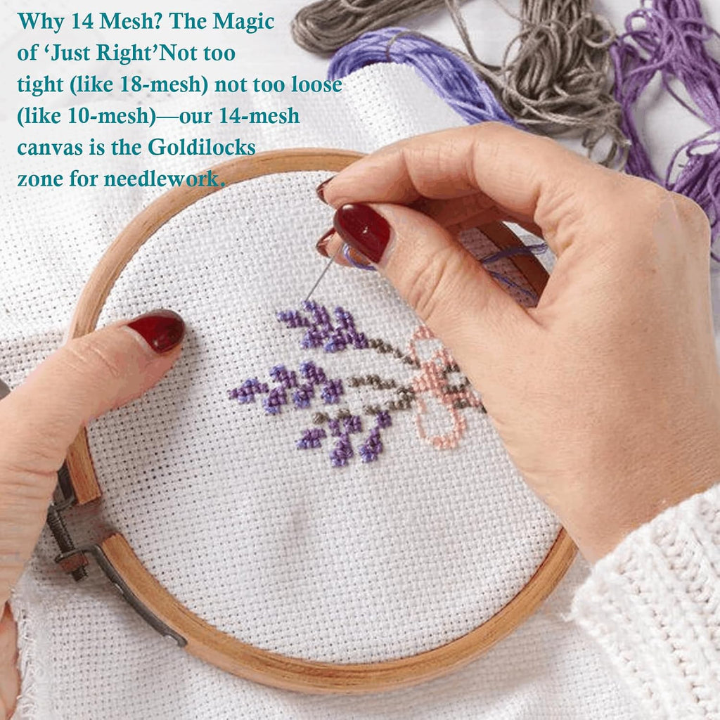 Nyuemystery 3 Pcs 14 Mesh Needlepoint Canvas, 20 x 18 Inch White Blank