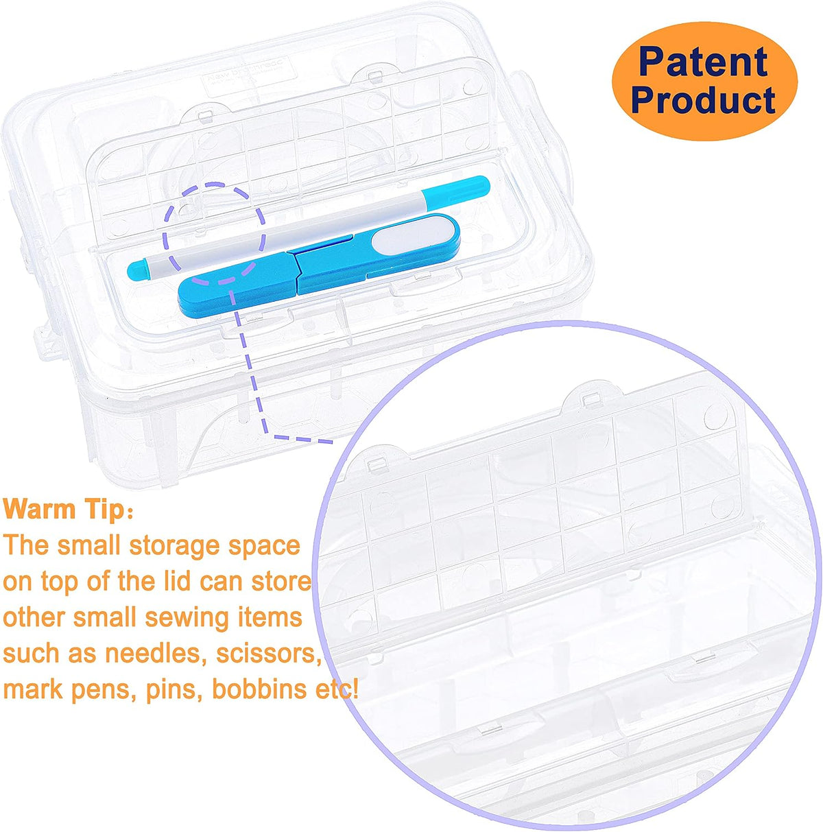New brothread 1 Layer Stackable Clear Storage Box Organizer