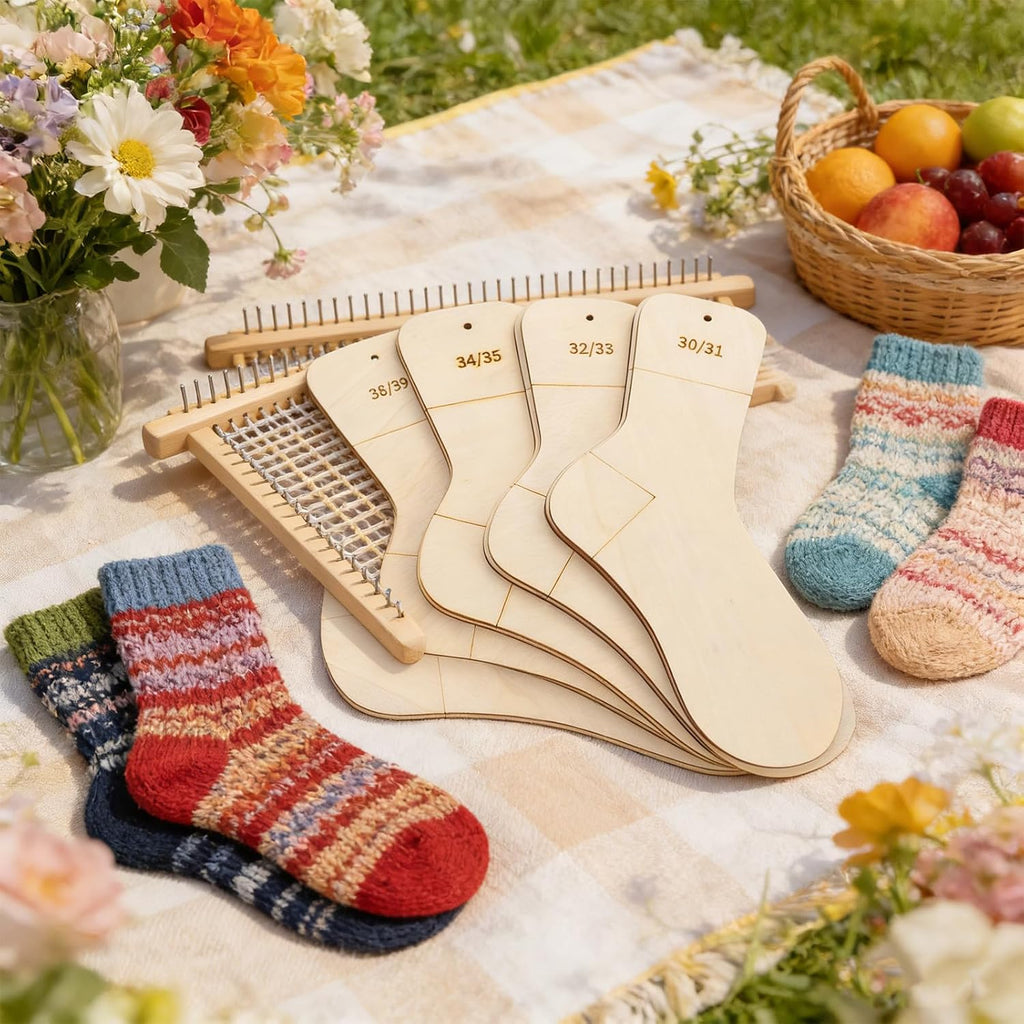 Wooden Sock Blocker Set for Knitting, 10pcs, Size 30-39