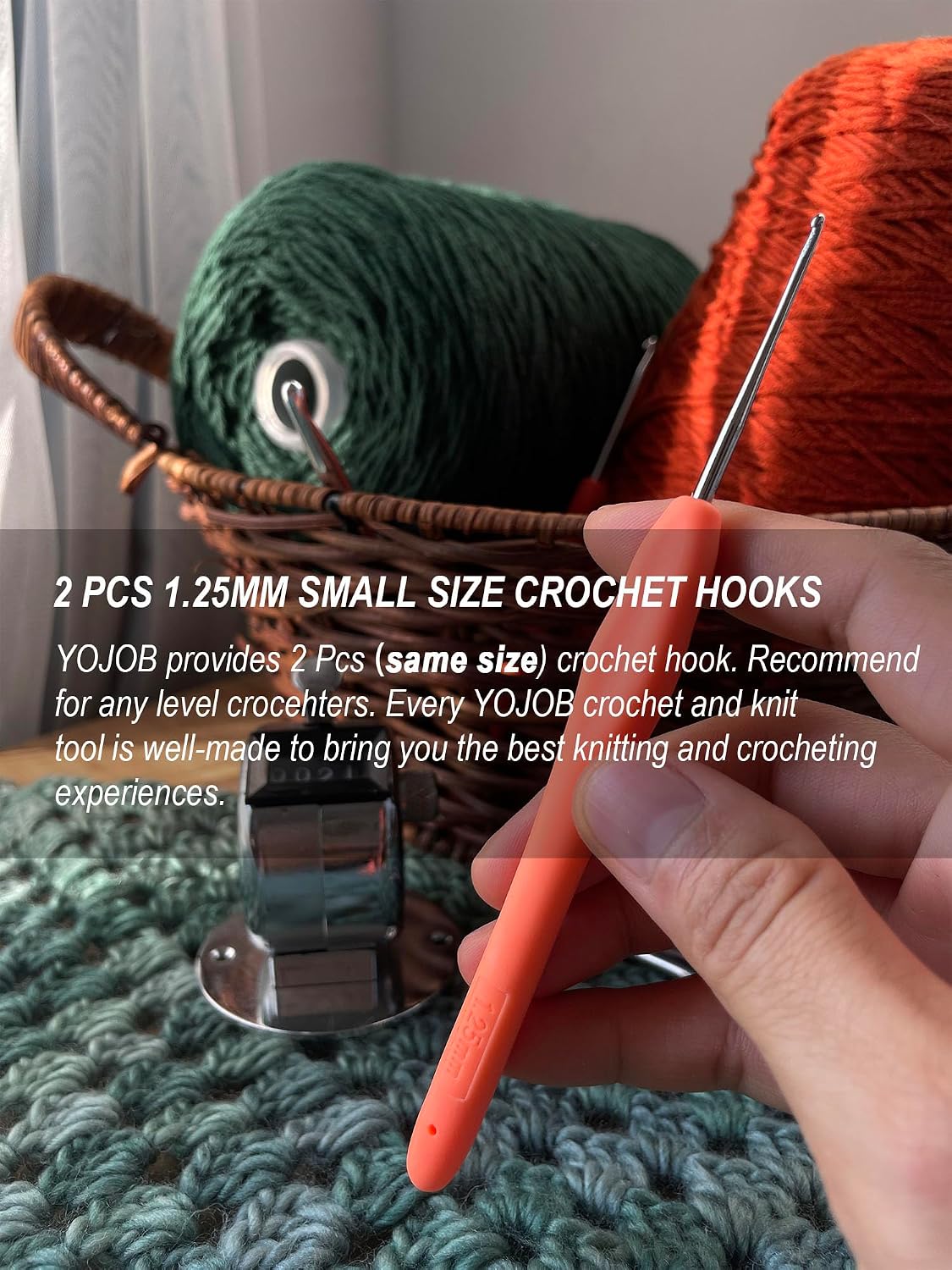 2Pcs 1.25mm Small Crochet Hooks, Ergonomic Small Lace Crochet Hook