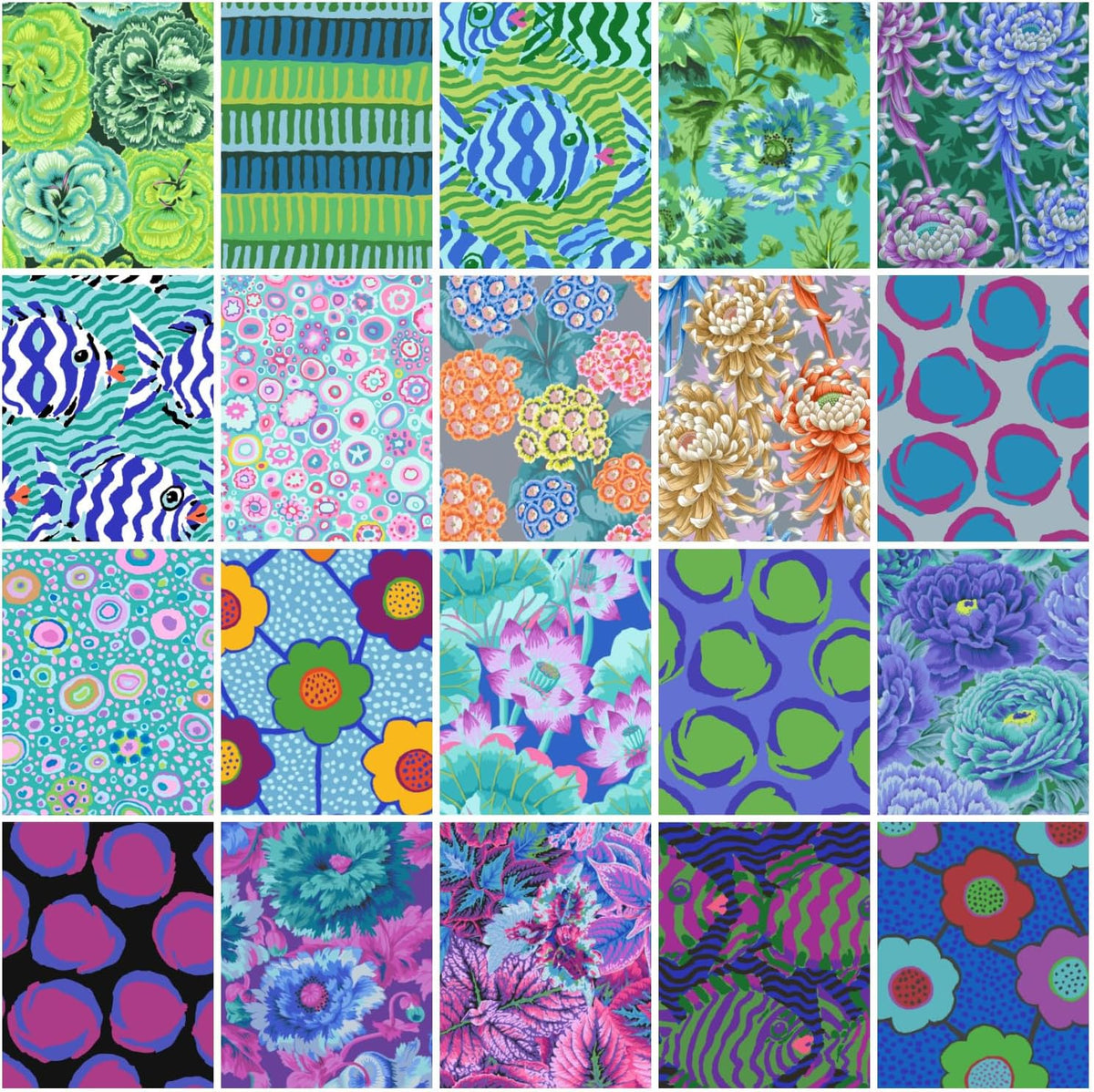 Cool - August 2025 Fat Quarter Bundle (20 Pieces) by Kaffe Fassett