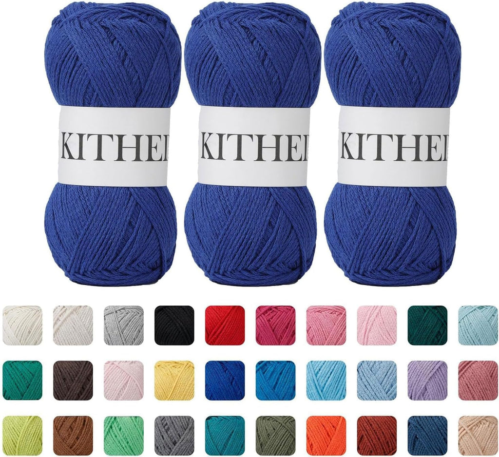 Cotton Yarn,50% Cotton 50% Polyester-10.5oz,526yard,3 Pack,Soft Yarn