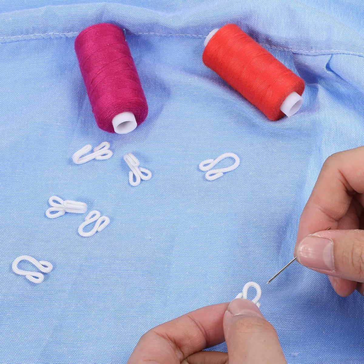 36 Pairs Sewing Hooks and Eyes Closure, 2.2/2.8/3.5cm White Metal Bra