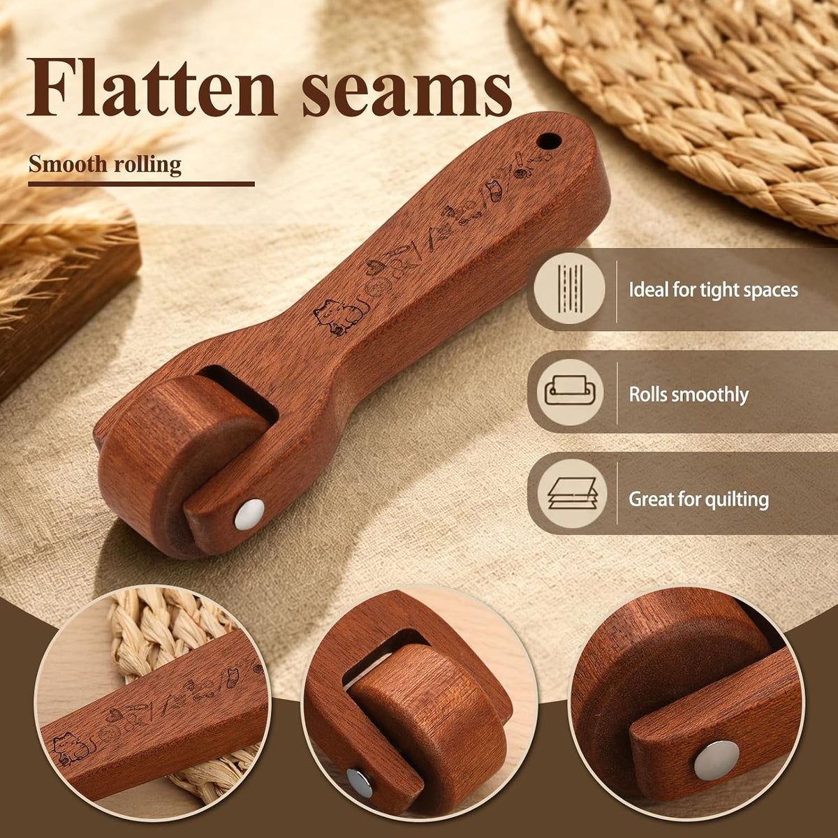 FTEVEN Tailors Clapper for Quilting Tailors Clapper/Quilting Seam