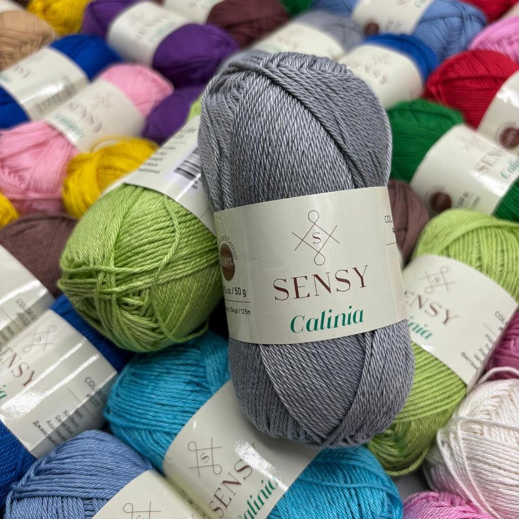 S Sensy Calinia-Mercerized Giza Cotton Amigurumi Yarn 5 Pack Gray