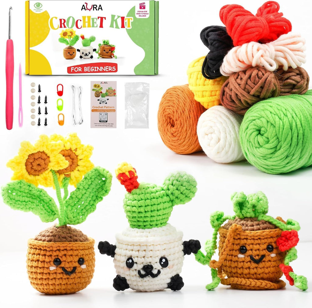 A-URA Learn to Crochet Kit for Beginners Kids and Adults, Premium 4