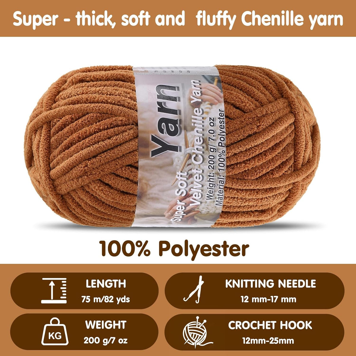 #6 Super Bulky Baby Blanket Yarn for Crocheting - Weight Per Roll