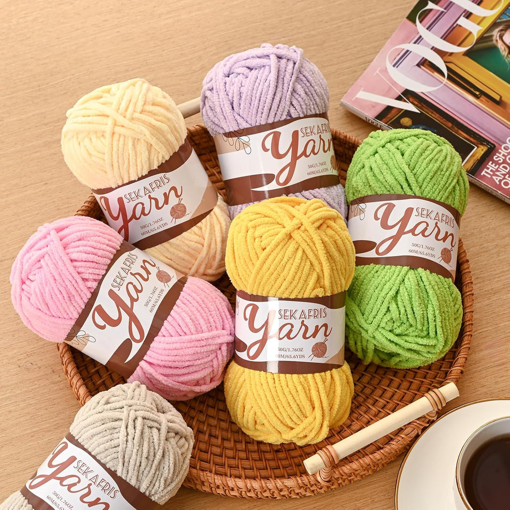 Chenille Yarn for Crocheting Crochet Sapphire Blue Yarn 3 Pack