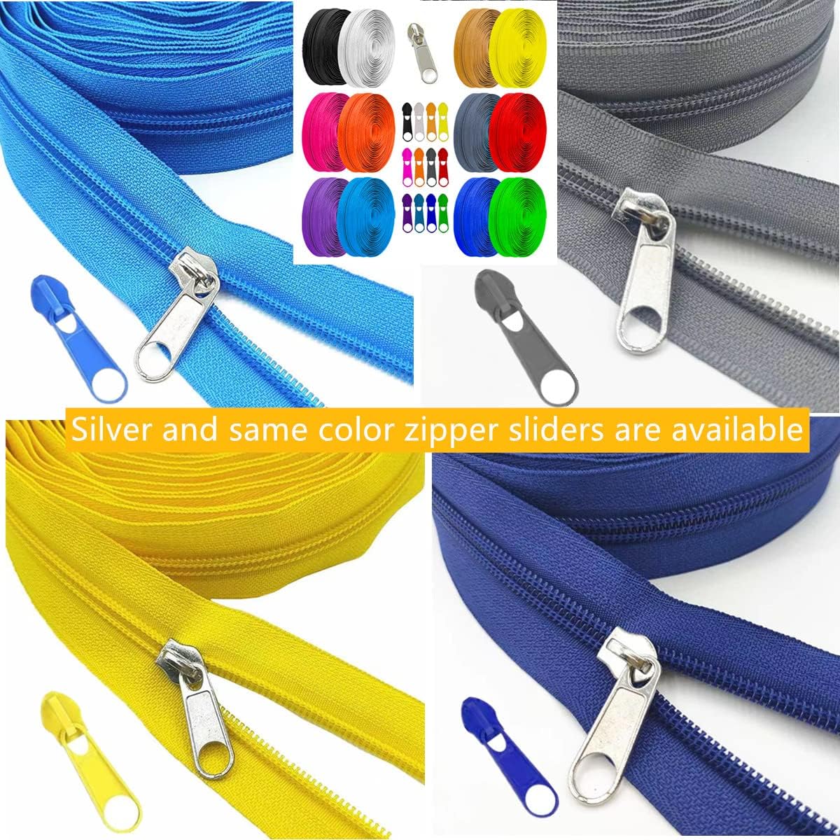 36 Yards 12Pieces #5 Zippers by the Yard for Sewing Nylon Coil Zippers
