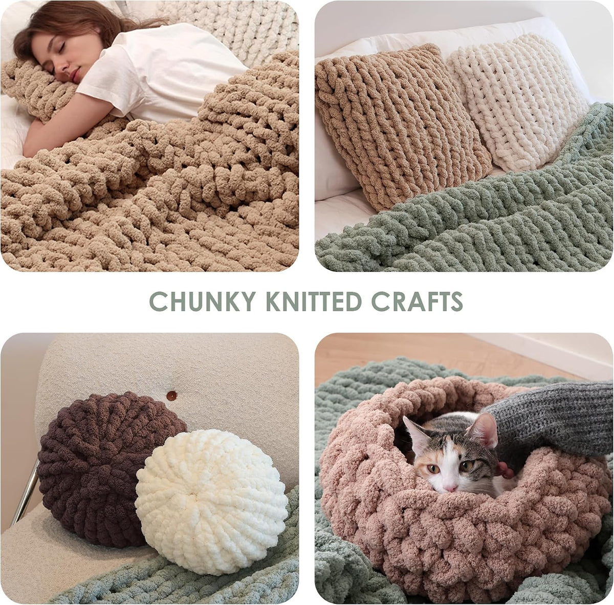 9 Pack Jumbo Chunky Yarn for Hand Knitting - Chunky Chenille Yarn for