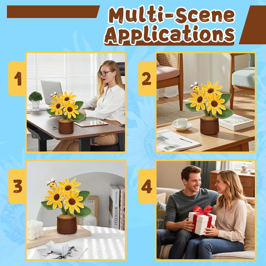 LUNARM Crochet Kits, Crochet Kit for Beginners Adults Sunflower