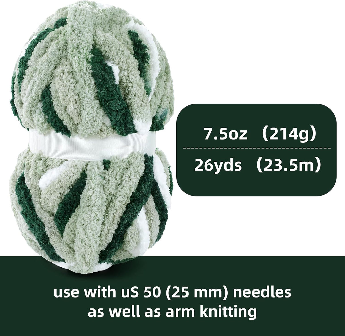 HOMBYS Chunky Tie Dye Mix Chenille Yarn for Hand Knitting, Super Bulky