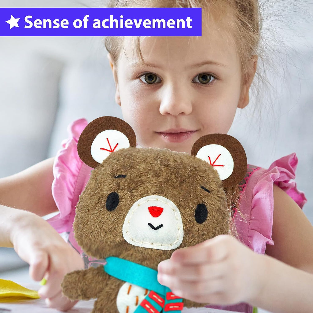 KRAFUN Teddy Bear Sewing Kit for Kids Ages 8-12 - No Scissors