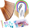 Exquiss Bamboo Knitting Needles Set, 18 Pairs Circular(31.5”) Wooden