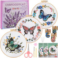 Uniartfy Butterfly Flower Embroidery Kit for Beginners, Cross Stitch