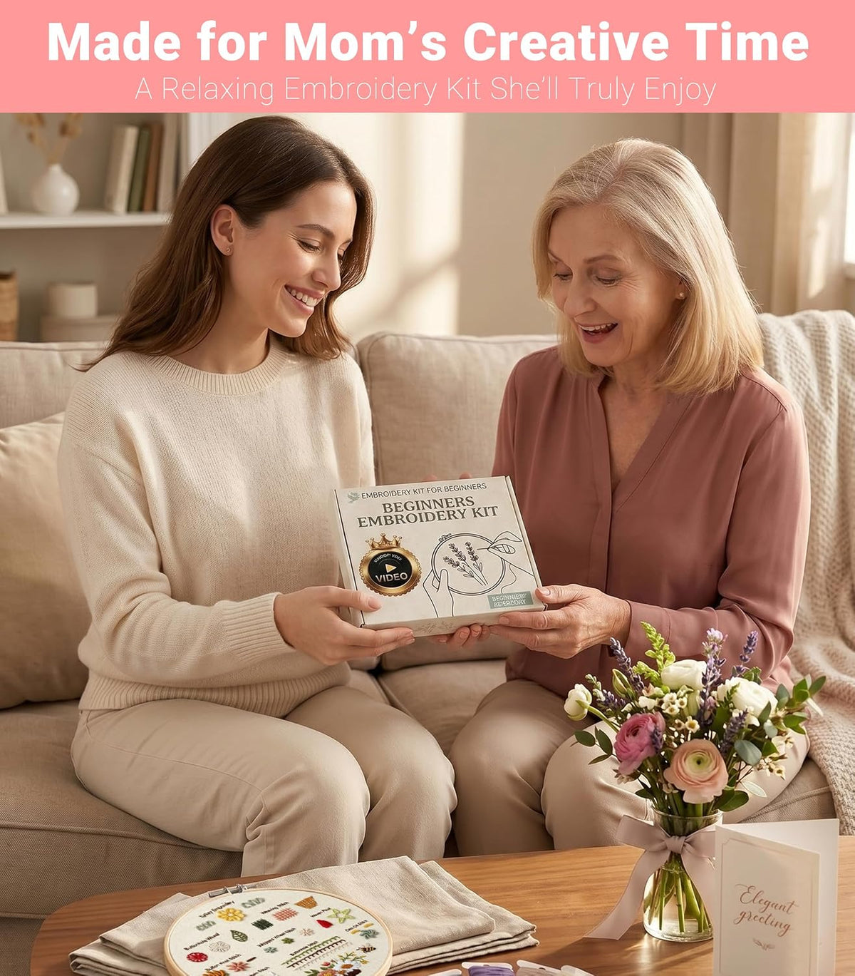 ZenHues Embroidery Kit for Beginners Adults with Level 0 Practice