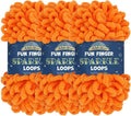 JubileeYarn Fun Finger Sparkle Loops Yarn - Orange Peel - 3 Skeins