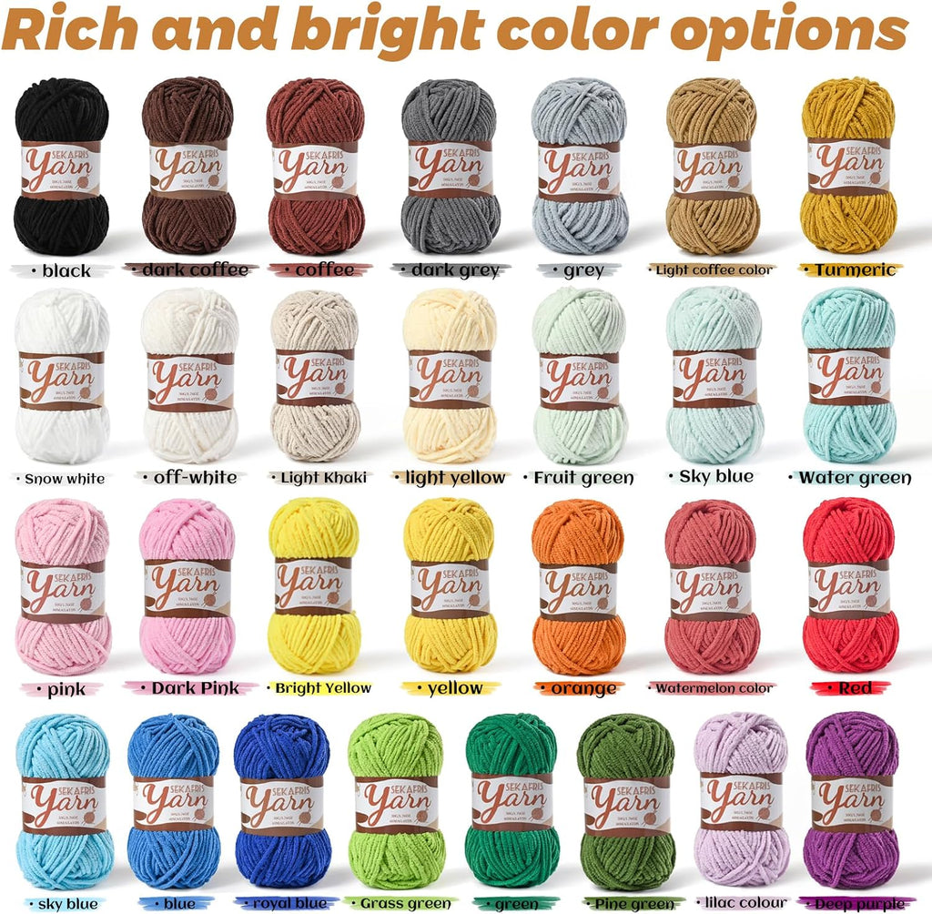 Chenille Yarn for Crocheting Crochet Sapphire Blue Yarn 3 Pack