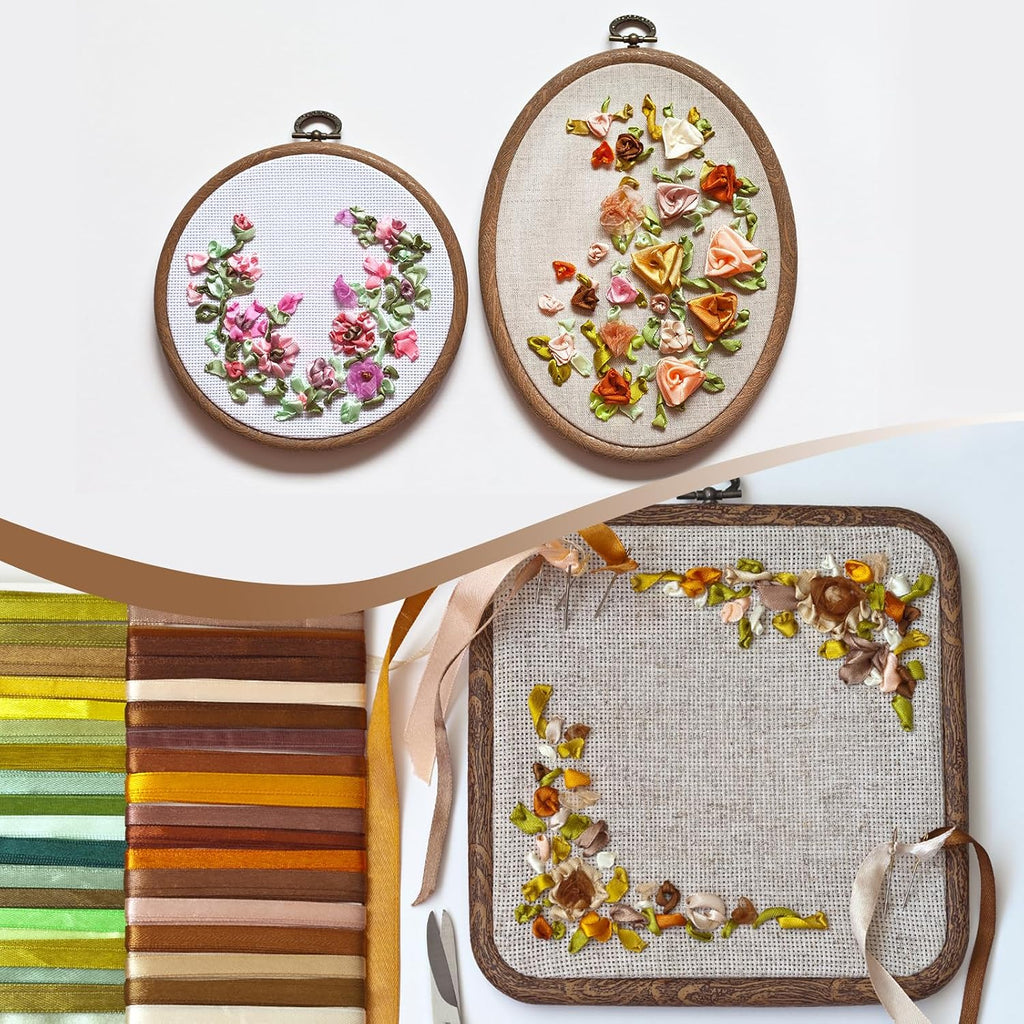 PATIKIL 10x7.1inch Embroidery Hoops, 5Pieces Imitated Wood Oval Frame