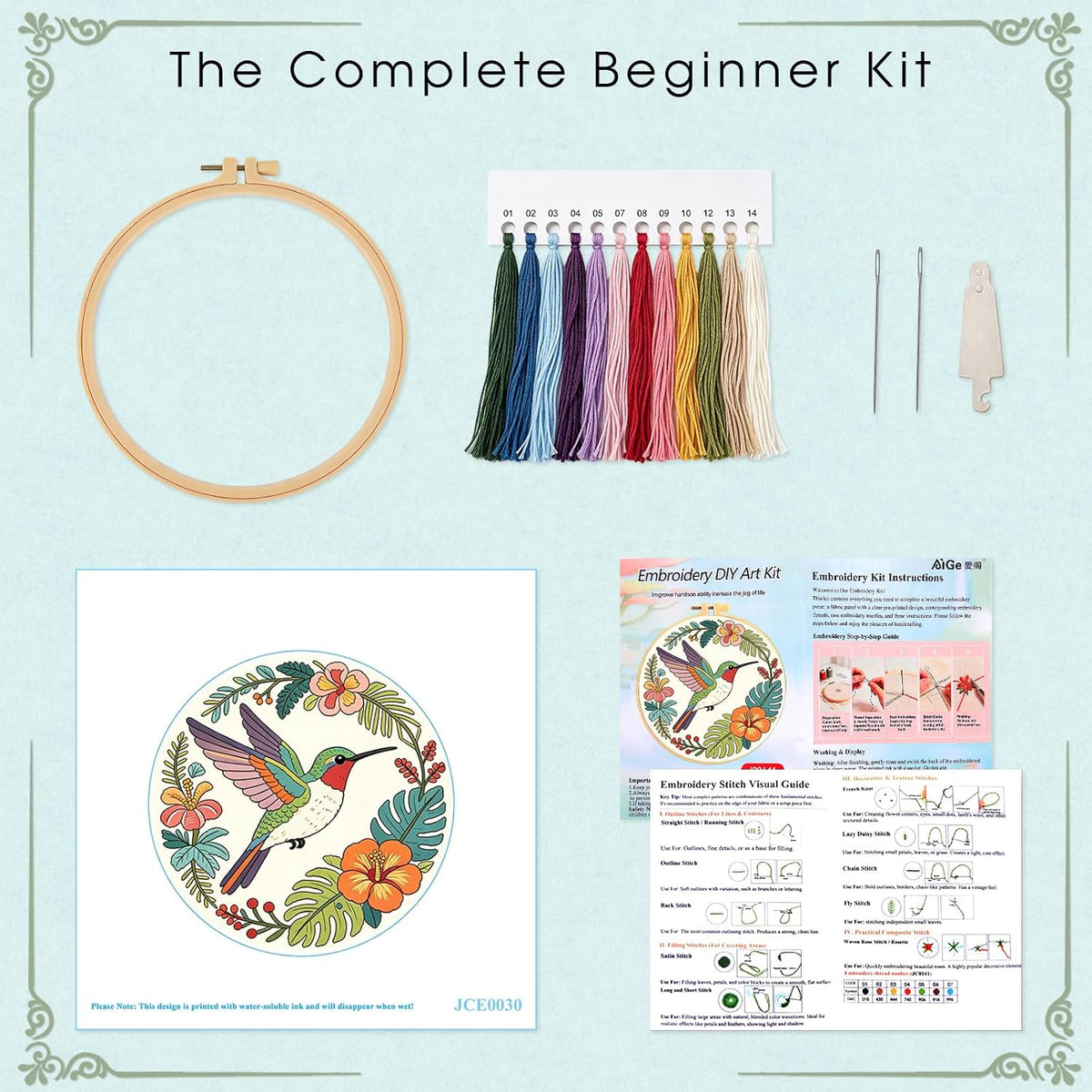 LACHLAND Embroidery Kit for Experienced Stitchers Hummingbird DIY