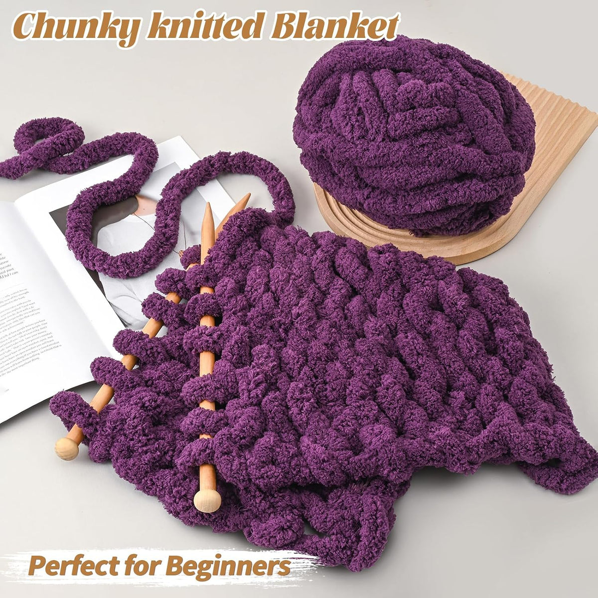 10 Pack of Burgundy Soft Jumbo Chunky Yarn for Hand Knitting,Thick
