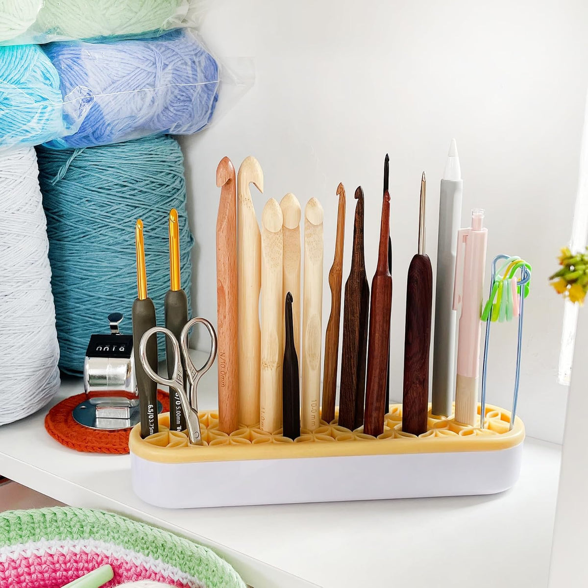 Desktop Crochet Hook Case, Silicone Crochet Hooks Organizer