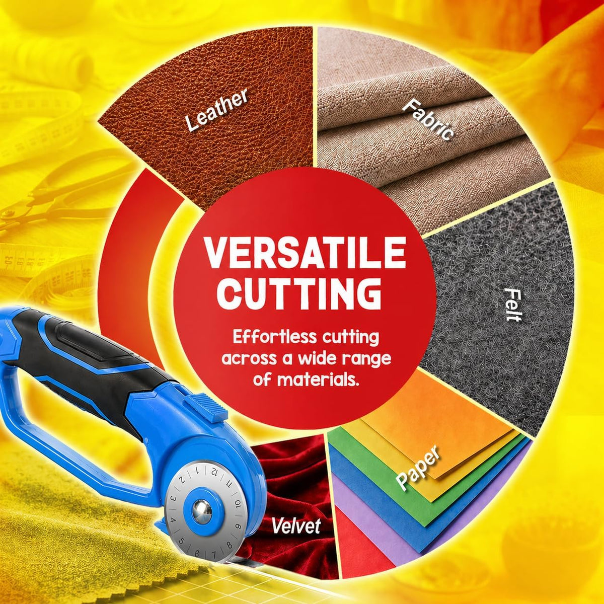 DIYSELF 45mm Rotary Cutter for Fabric, Fabric Cutter Rotary Tool, 5