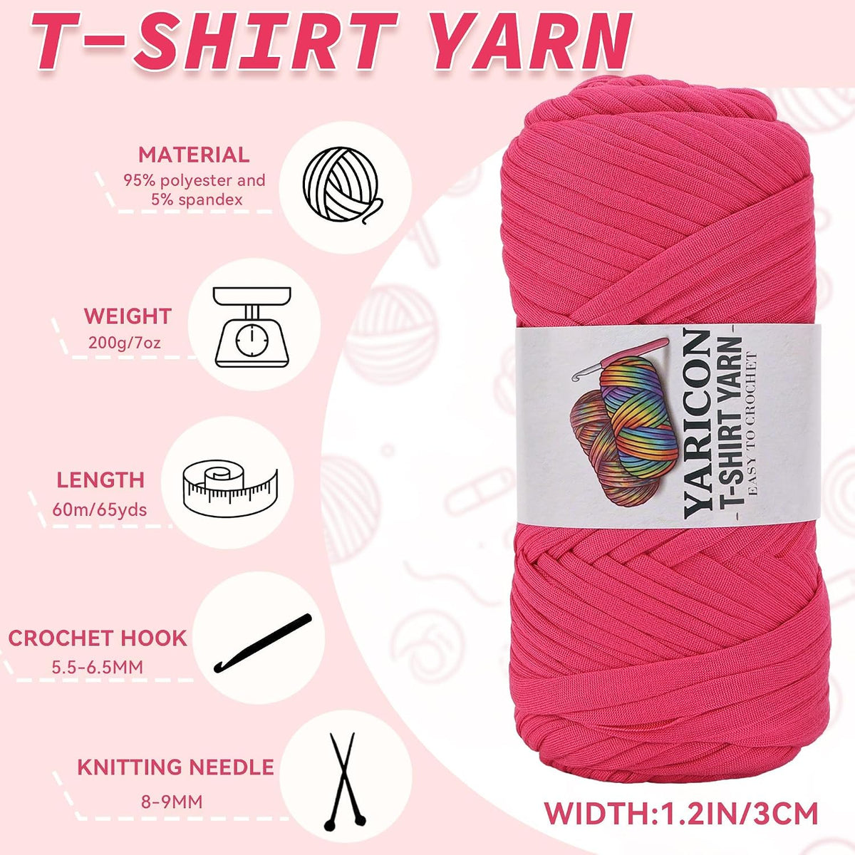 4 Pack Tshirt Yarn for Crochet,Soft Elastic Fabric Thick T Shirt