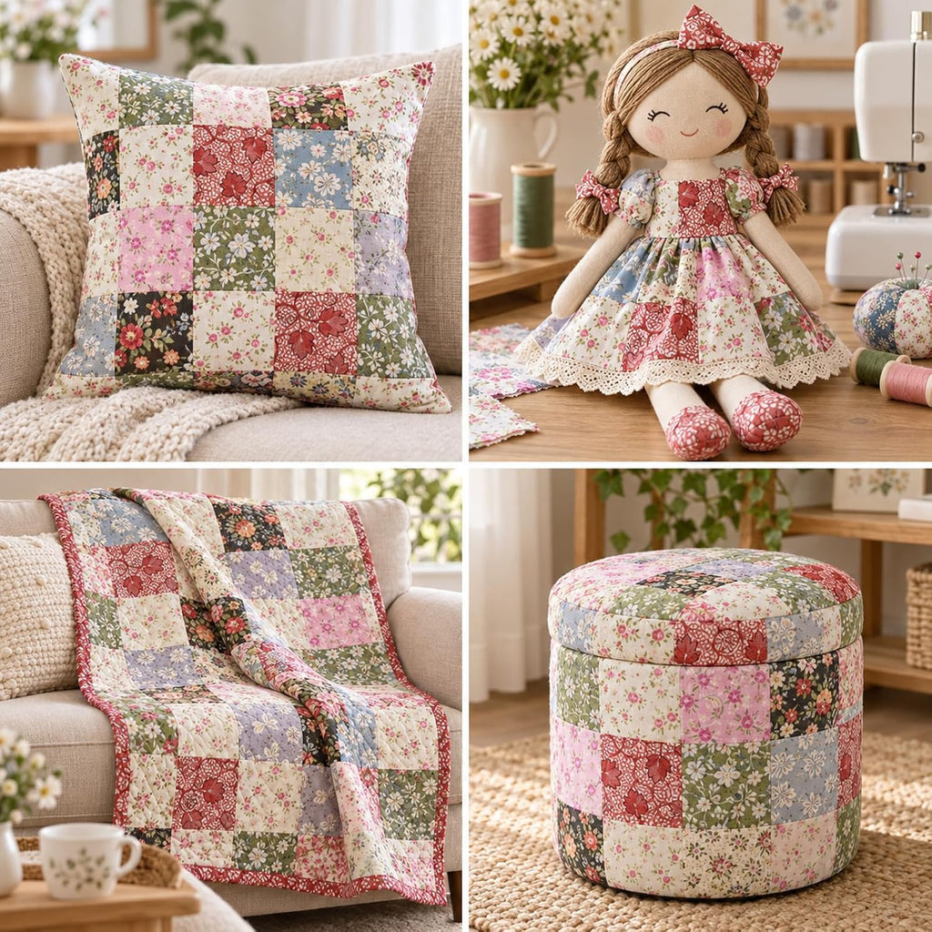 50 Pcs Vintage Fabric Squares Charm Pack Fabric Quilting Squares