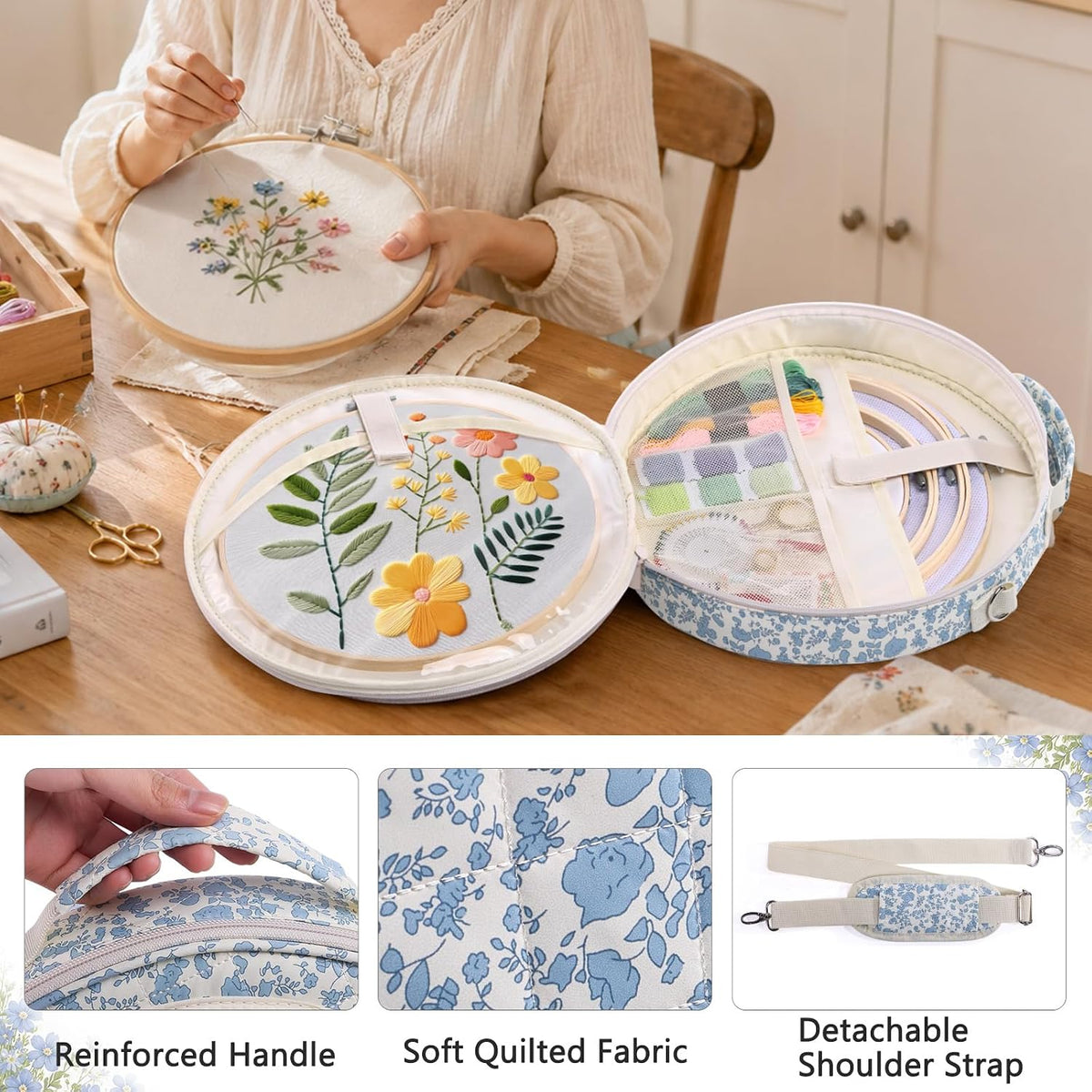 MYBAGZING Embroidery Bag, Hoop Storage Organizer up to 11" for Cross