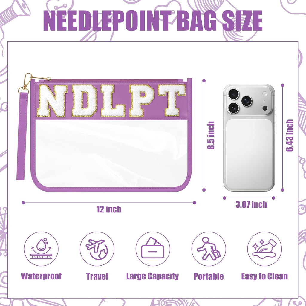 BuyCard Needlepoint Project Bag, NDLPT Clear Zipper Pouch Sewing Gifts