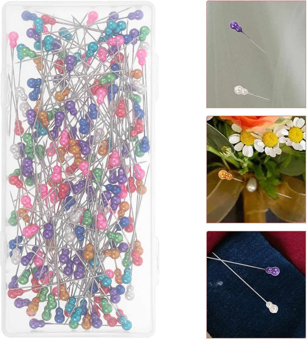Pearl Head Straight Pins 200pcs with Storage Box