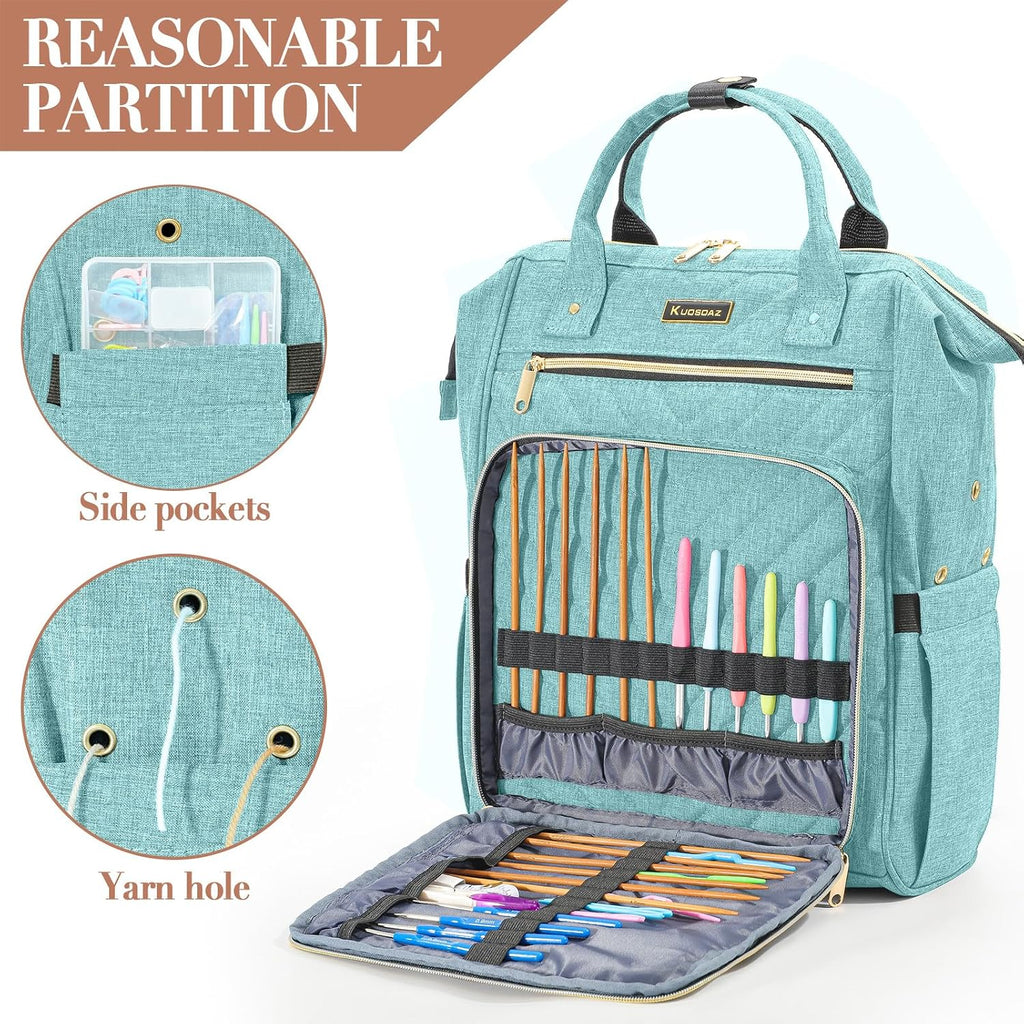 Kuosdaz Knitting Bag Backpack, Yarn Organizer, Quilted Backpack for