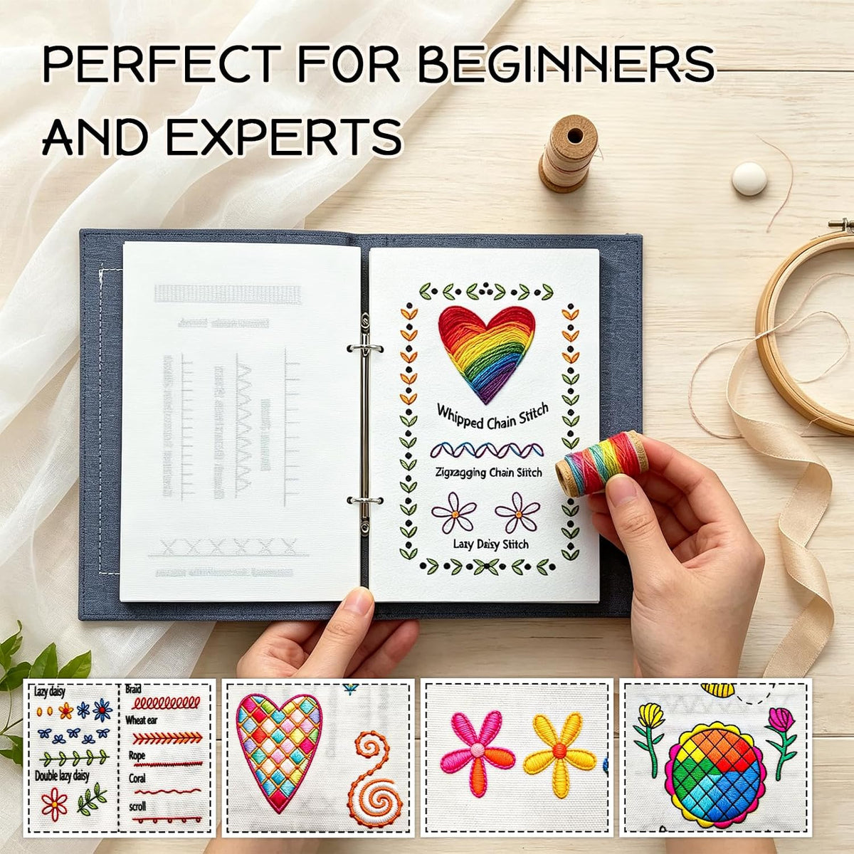 Embroidery Stitch Book Kit,2026 New Embroidery Kit with 86 PCS Sewing