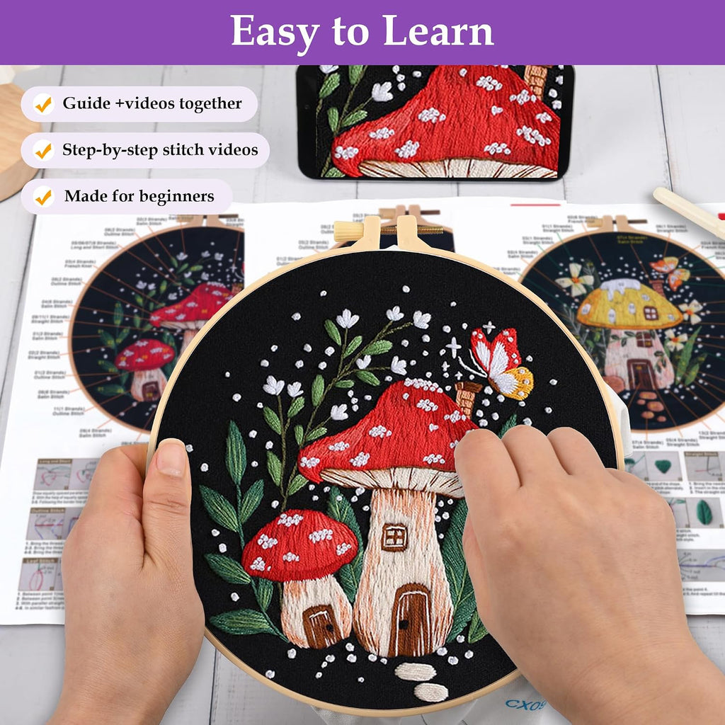 Uniartfy 3 Sets Embroidery Kit for Adults Beginners, Needlepoint Kits