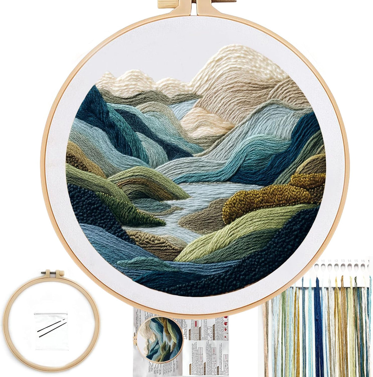 FONNUY Embroidery Kit for Beginners, Nature Hills Landscape