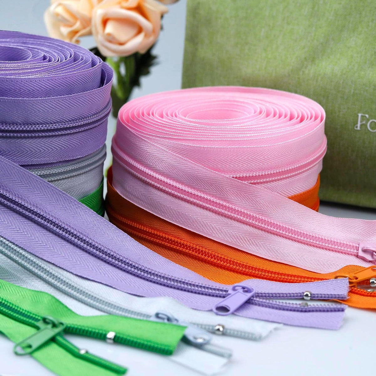 #3 Nylon Zipper Tape for Sewing:LHZHLE 4 Yard Continuous Purple Long