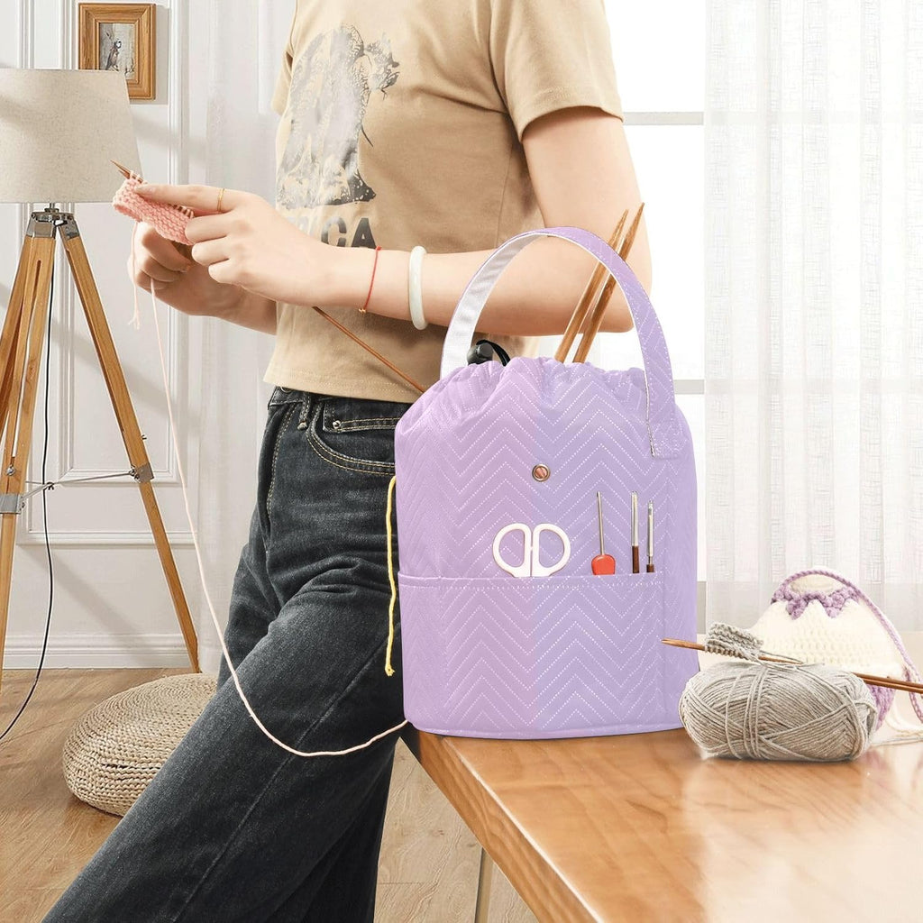 YETTASBIN Purple Solid Color Yarn Storage Bag, Large Crochet Knitting