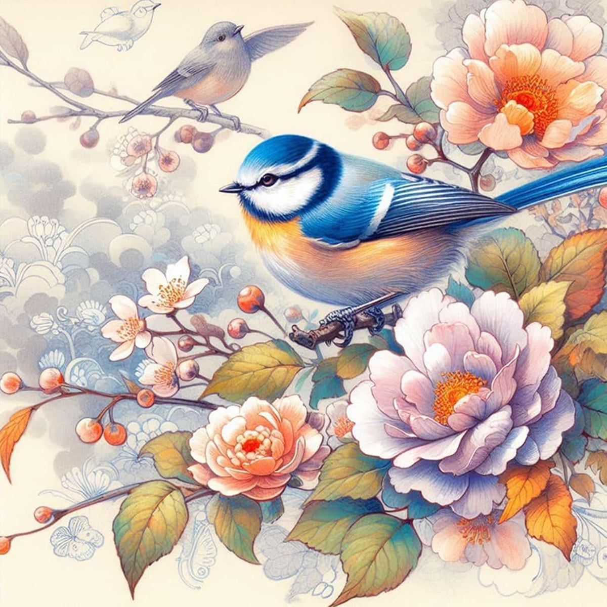 C'eitura Birds & Flowers 11CT Stamped Cross Stitch Kit - 15.75x15.75