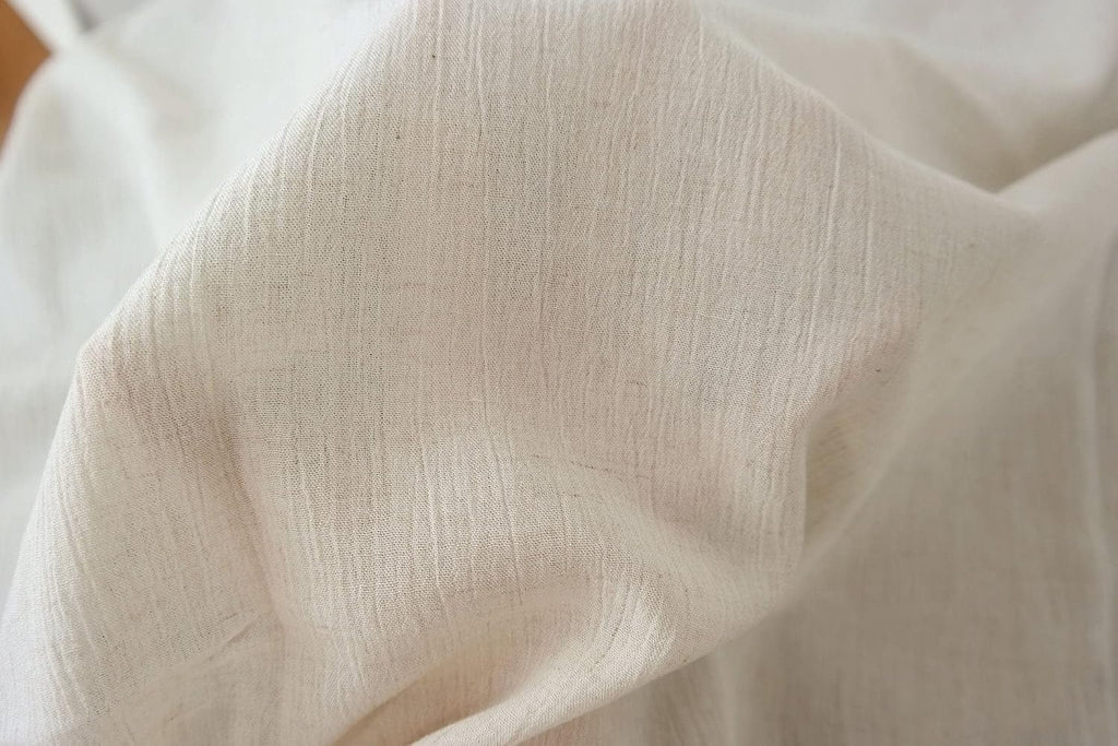 Ivory Linen Rayon Wrinkled Fabric | Quality Textured Material for