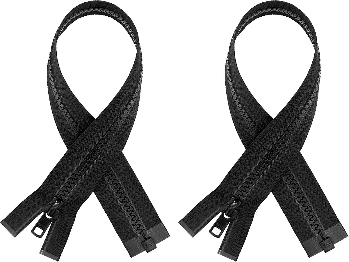 #5 Molded Black Plastic YKK® Separating Zippers (2 Pieces Per Pack)