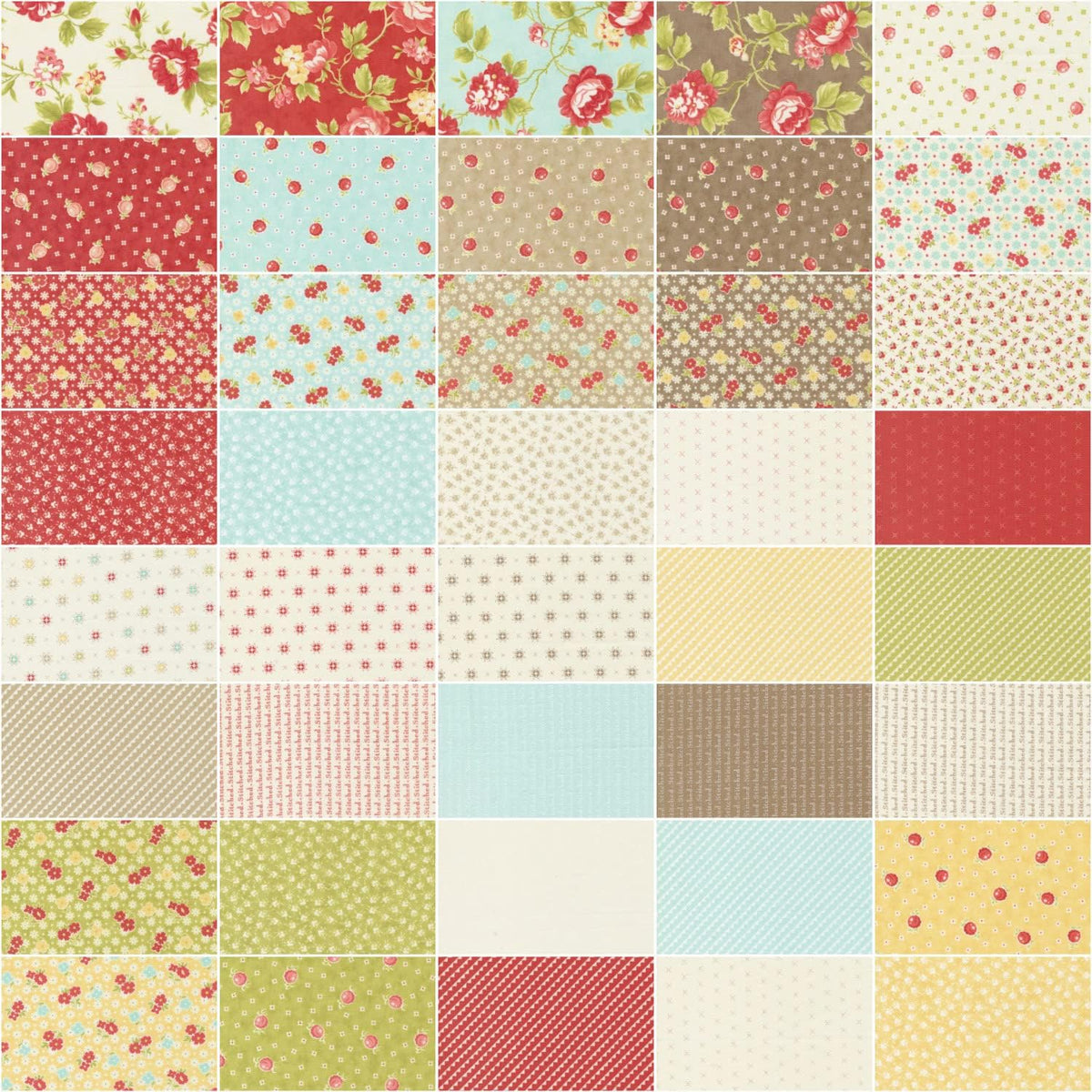 Moda Fabrics Stitched Charm Pack by Joanna Figueroa; 42-5'' Precut