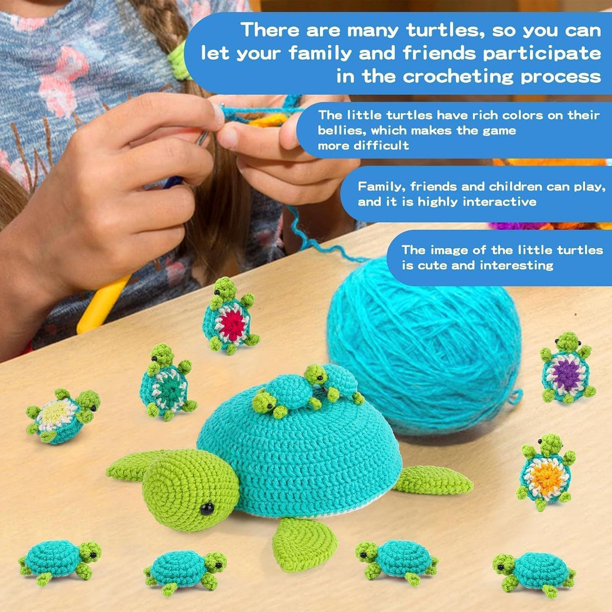 Crochet Kit for Beginners, 21 Pcs Turtles Crochet Animal Kit for