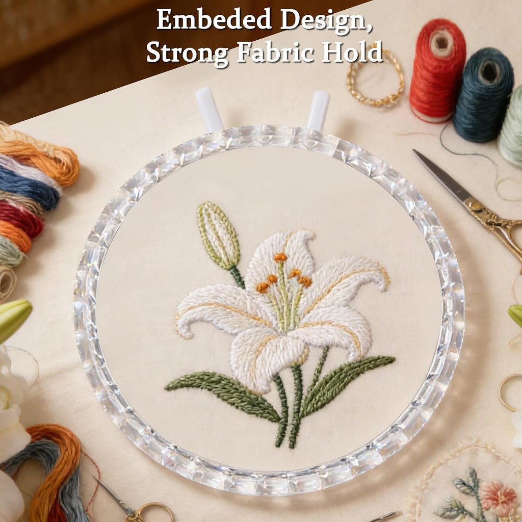 6.5" Embroidery Hoop Metal Ring Crystal ABS Frame Cross Stitch