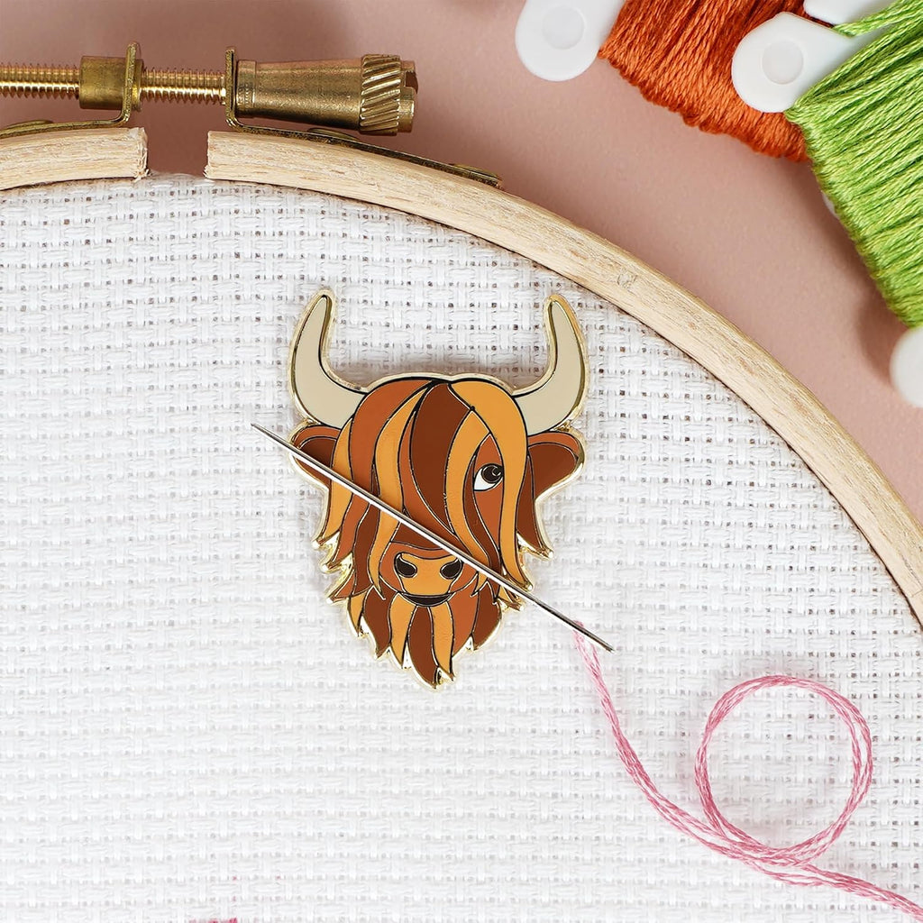 Caterpillar Cross Stitch Needle Minder - Highland Cow for Cross