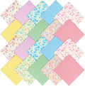 20 Pcs Floral Gingham Quilting Fabric Bundles 20"x20" Spring Flower