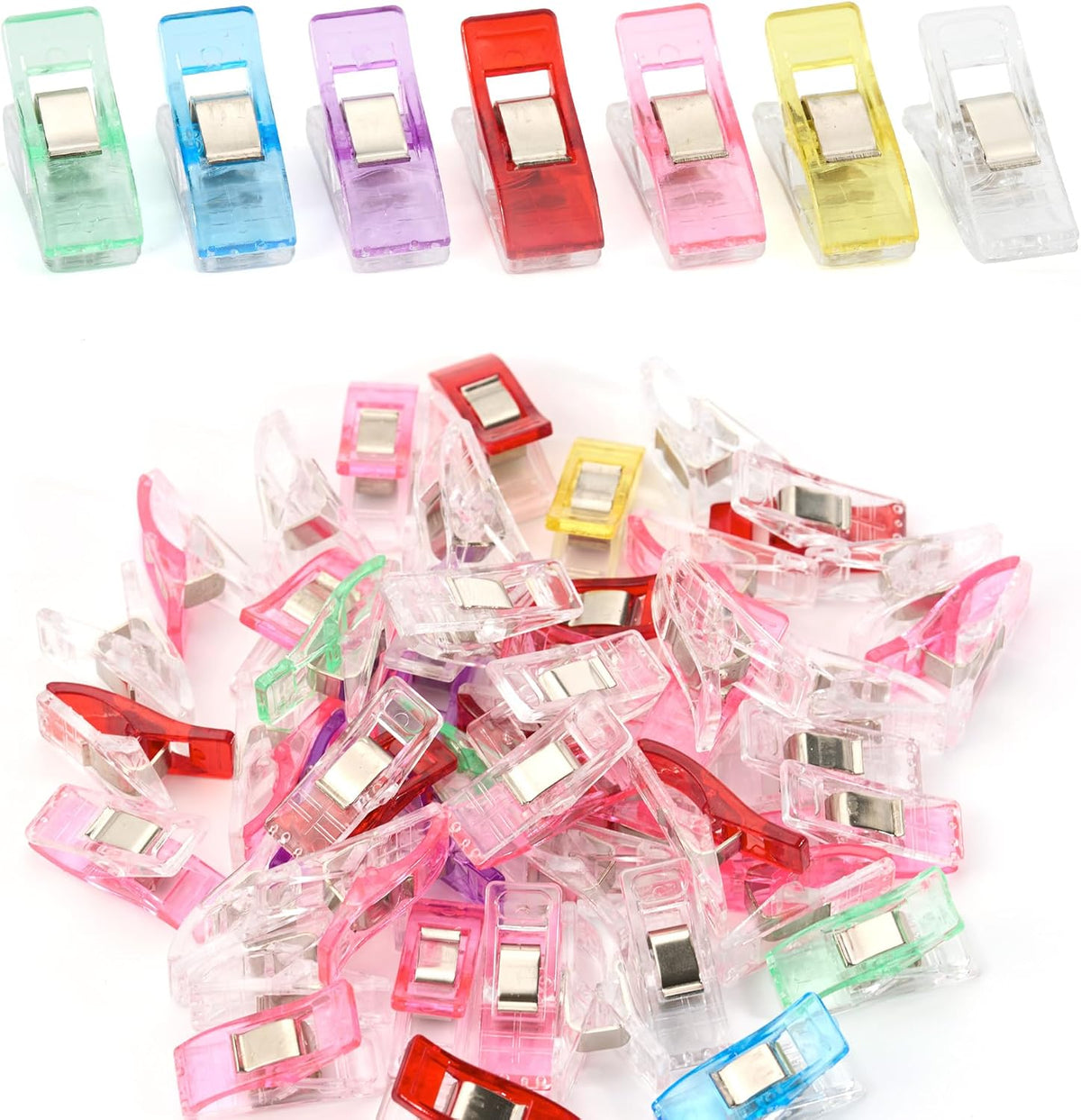 Pack of 50 Sewing Clips, Fabric Clips, Colourful Plastic Clips for