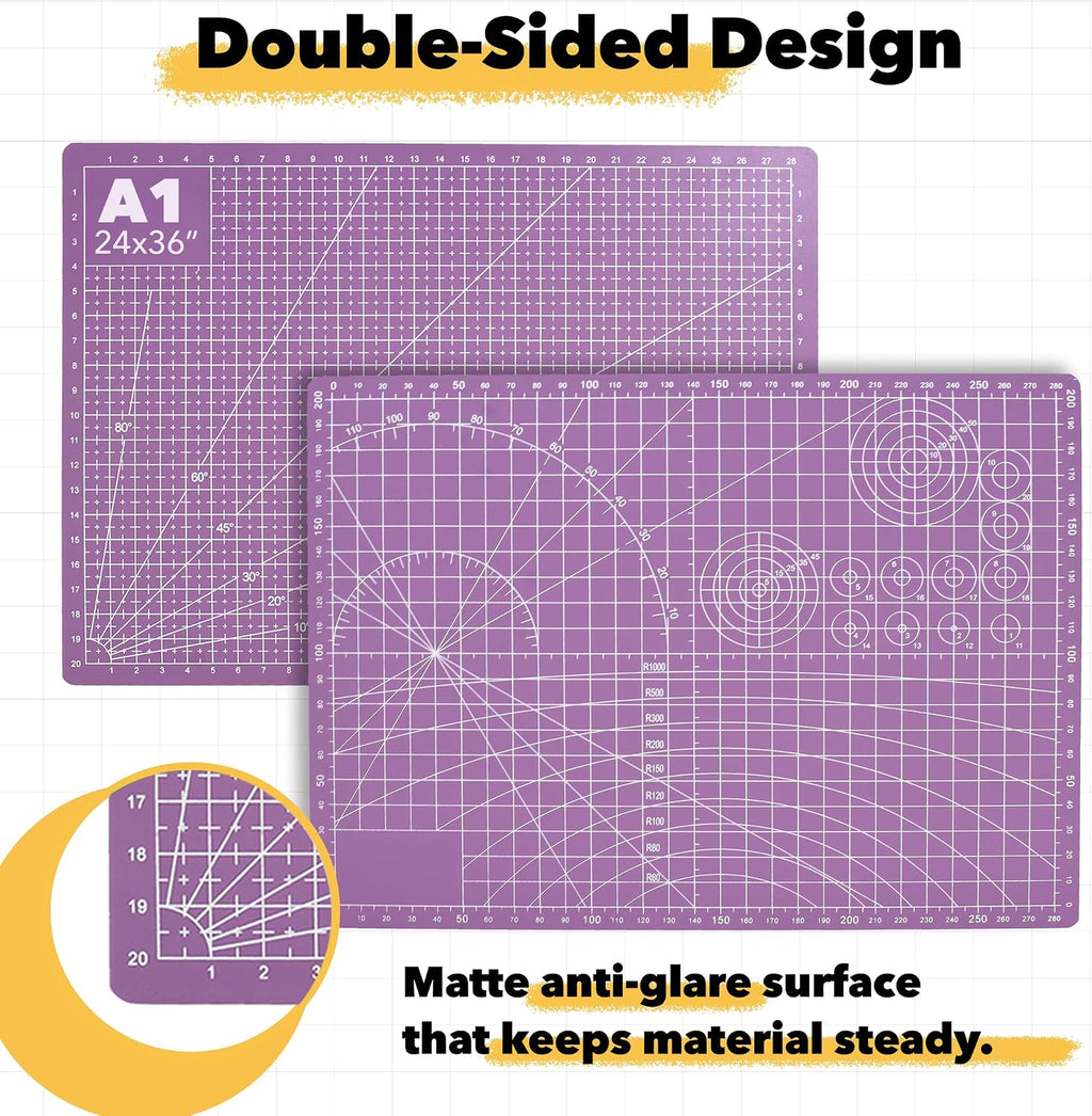 Mandala Crafts Self-Healing Purple Pink 24" x 36" A1 Cutting Mat for