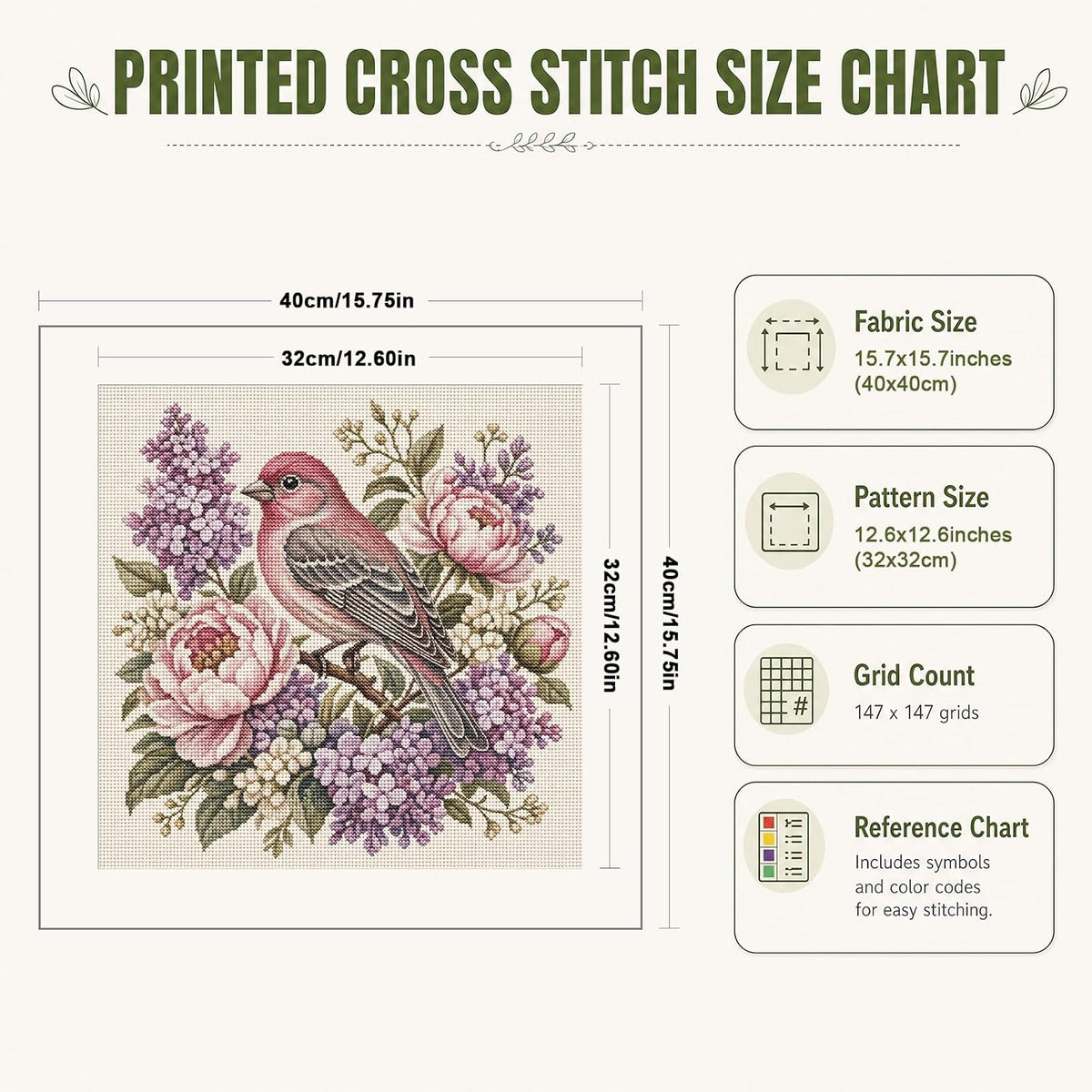 POETRYDRAW Stamped Cross Stitch Kit 11CT Animal Design Needlework