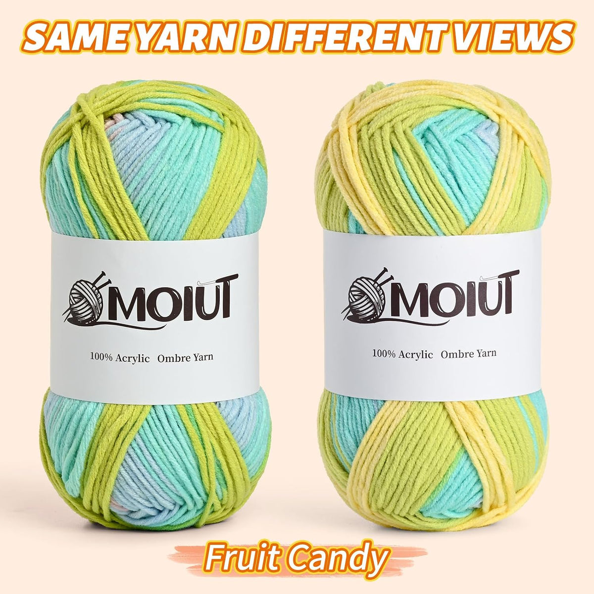 Fluffy Variegated Yarn for Crocheting - 100% Acrylic Worsted Weight